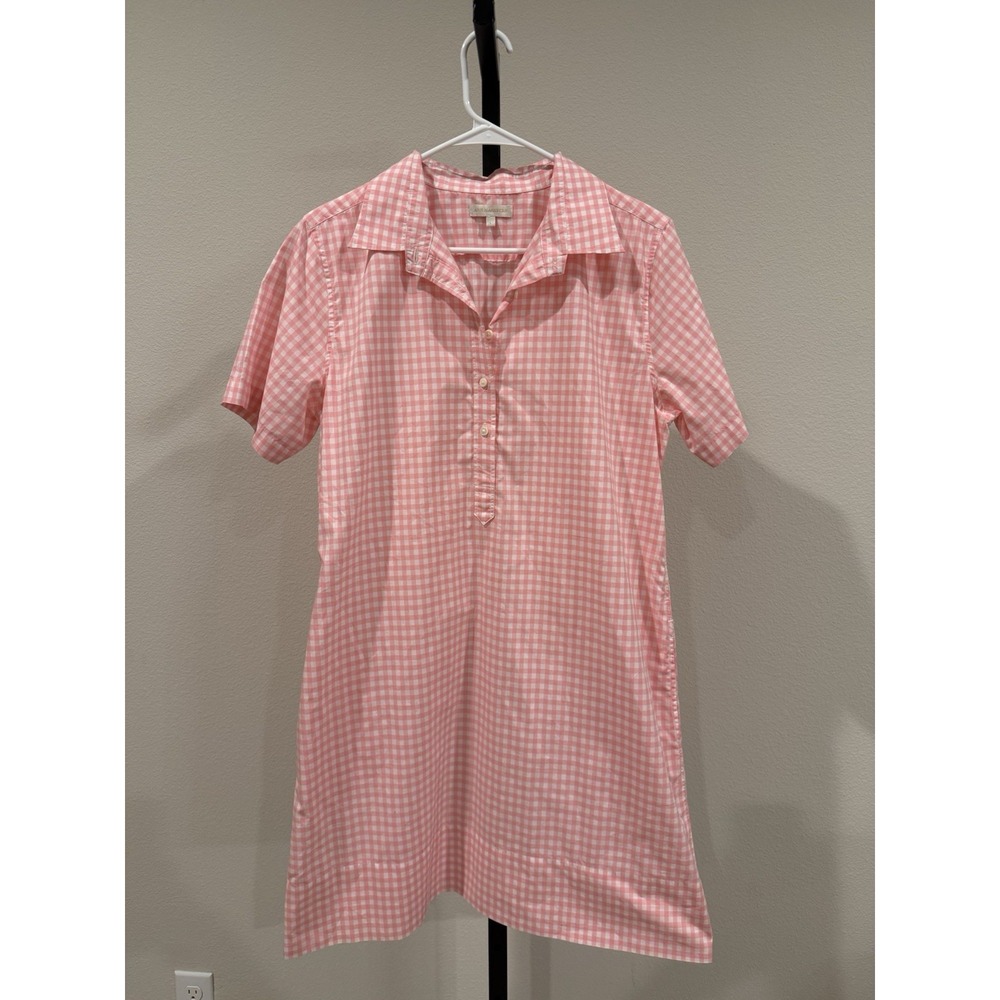 Ann Mashburn Short-Sleeved Popover Dress pink/white gingham Size L